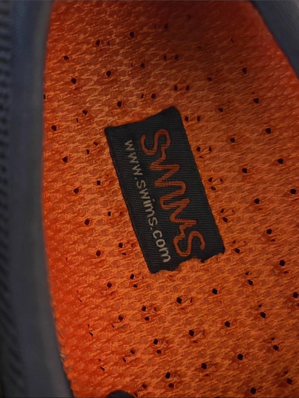 Swims Navy Knit Lace-Up Sneakers with Orange Insole